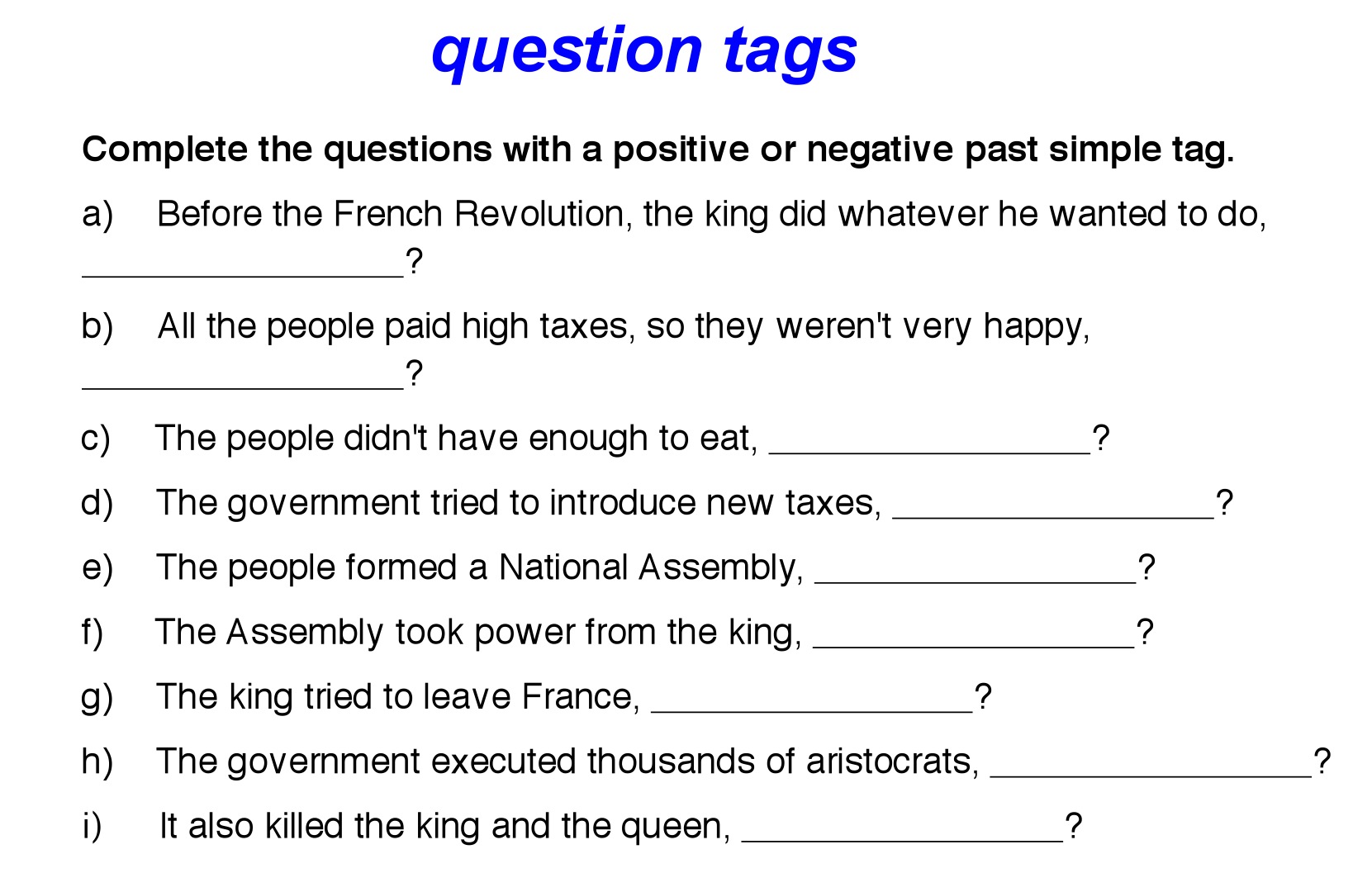 Question tags could